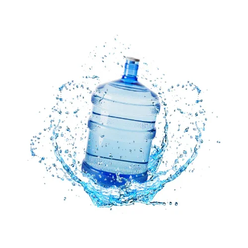 Large water jug with splashing water, ideal for home or office water delivery service